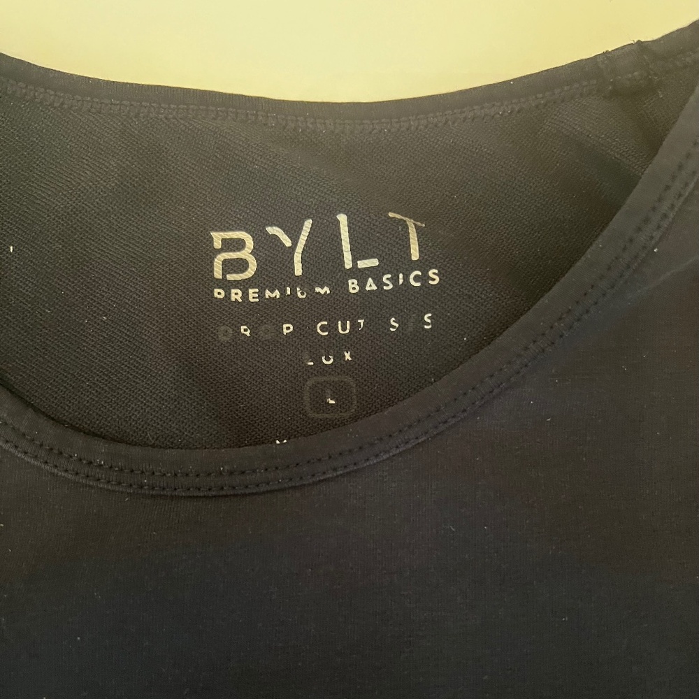 BYLT Shirt Men's Large Cut Short Navy Sleeve Crew Neck Lux Top